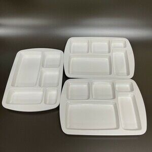 Milton White Divided Trays 100% Melamine Food Grade Dishwasher Safe Lot of 3